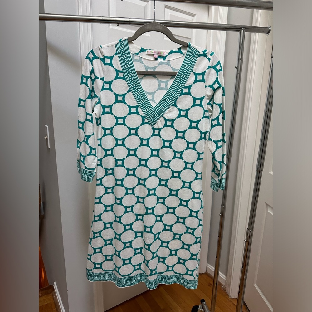 Barbara Gerwit Resort Dress Teal and White Medium